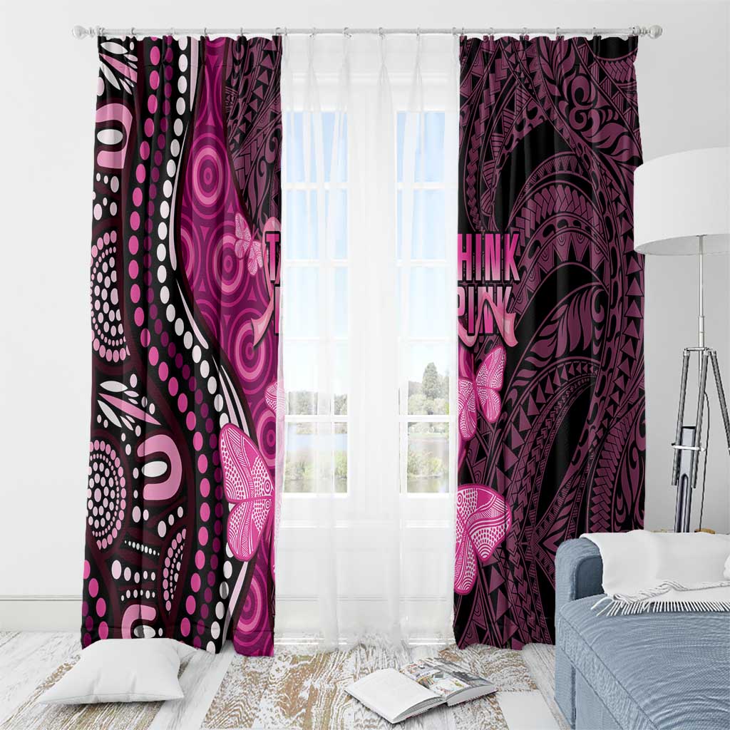 Think Pink Breast Cancer Awareness Window Curtain Butterfly Aboriginal Mix Polynesian Pattern LT14 - Polynesian Pride