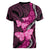 Think Pink Breast Cancer Awareness Women V-Neck T-Shirt Butterfly Aboriginal Mix Polynesian Pattern