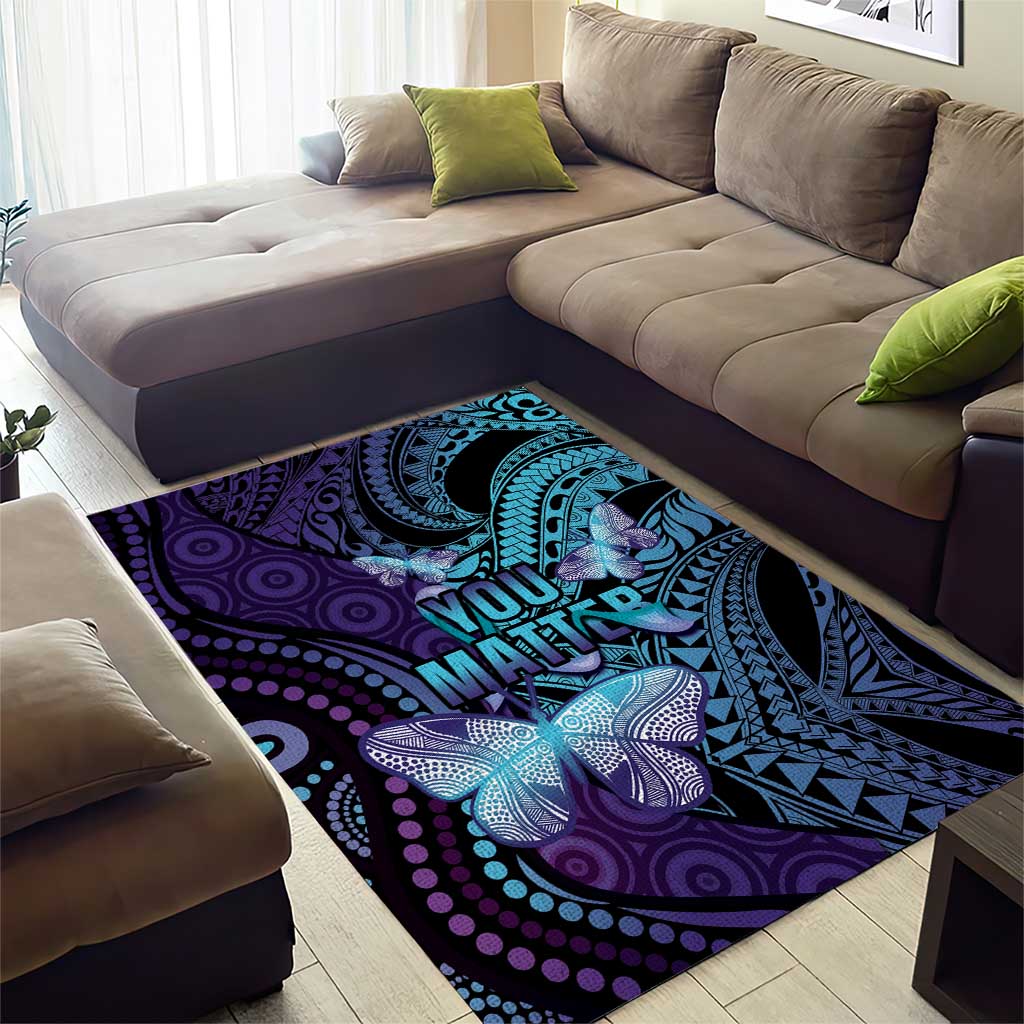 You Matter Suicide Prevention Awareness Area Rug Butterfly Aboriginal Mix Polynesian Pattern LT14 - Polynesian Pride
