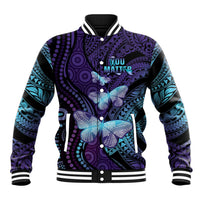 You Matter Suicide Prevention Awareness Baseball Jacket Butterfly Aboriginal Mix Polynesian Pattern LT14 Unisex Purple - Polynesian Pride