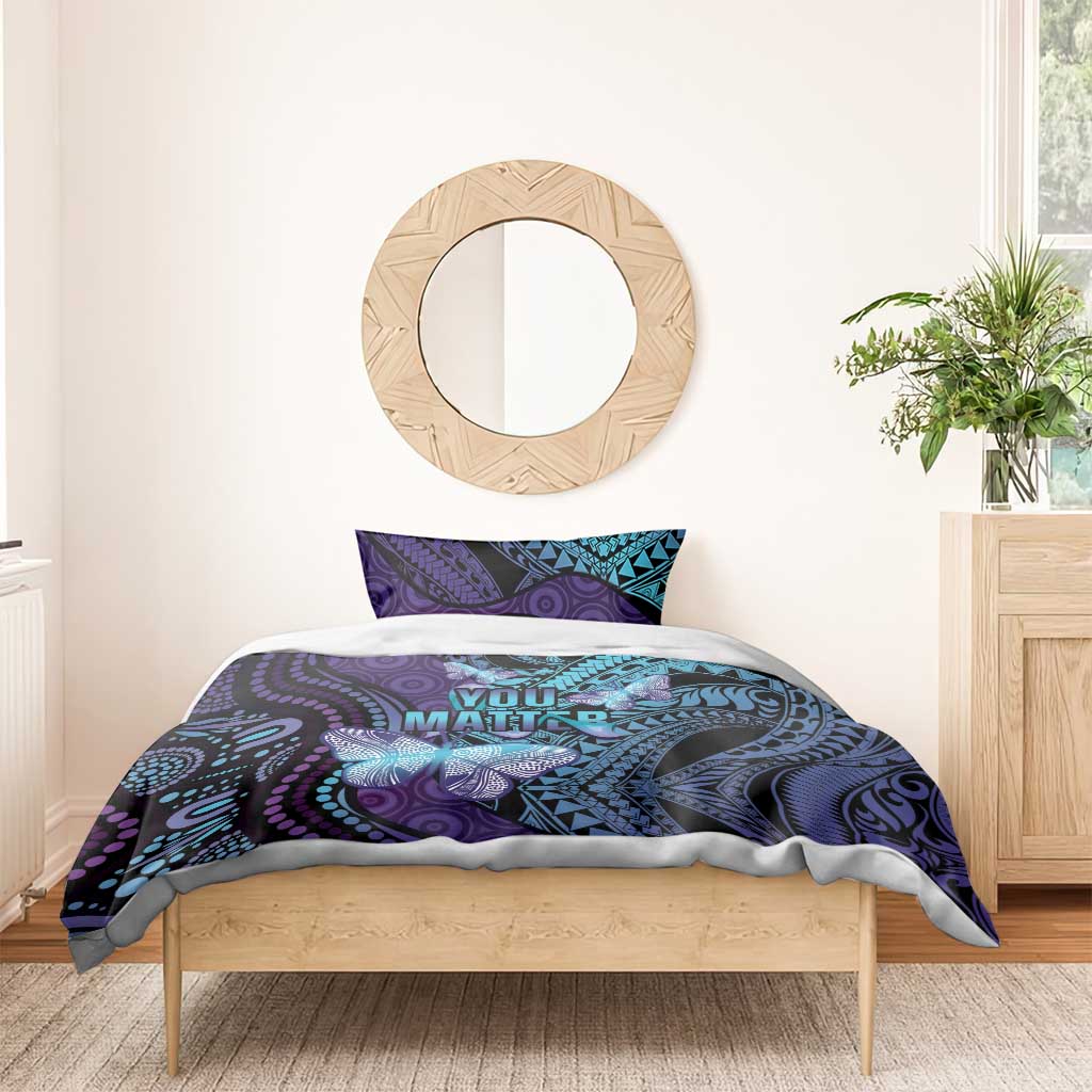 You Matter Suicide Prevention Awareness Bedding Set Butterfly Aboriginal Mix Polynesian Pattern LT14 - Polynesian Pride