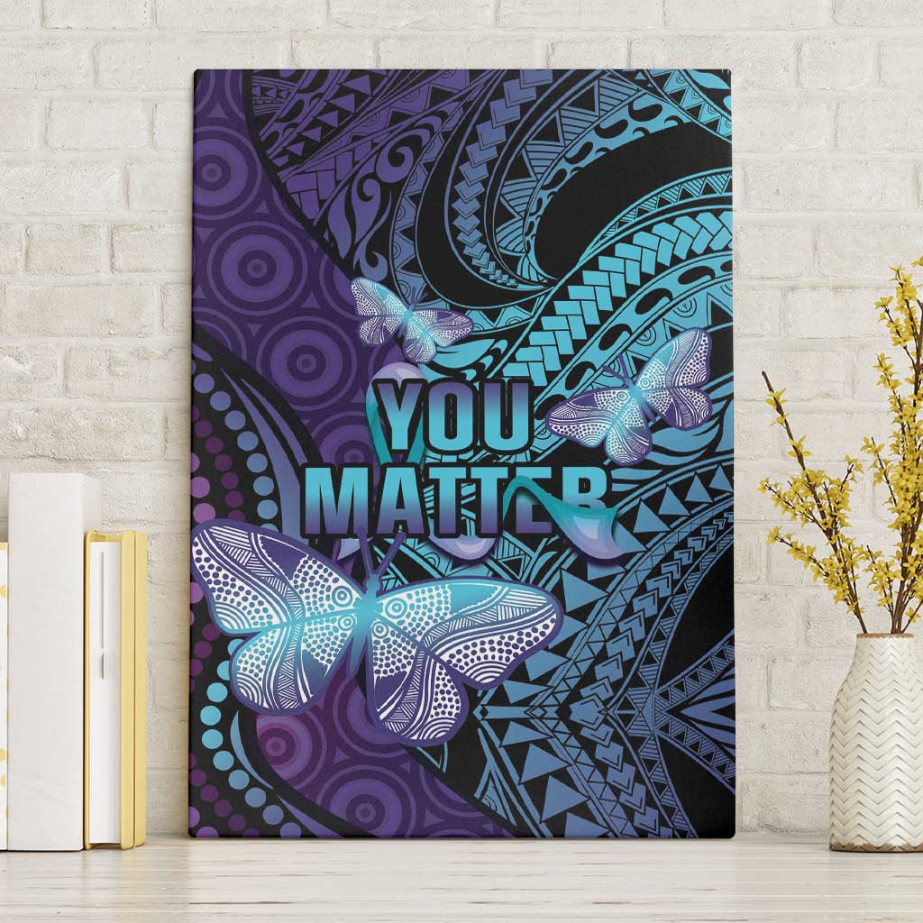 You Matter Suicide Prevention Awareness Canvas Wall Art Butterfly Aboriginal Mix Polynesian Pattern LT14 Without Frame Purple - Polynesian Pride