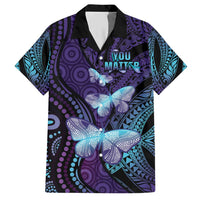 You Matter Suicide Prevention Awareness Hawaiian Shirt Butterfly Aboriginal Mix Polynesian Pattern LT14 Purple - Polynesian Pride