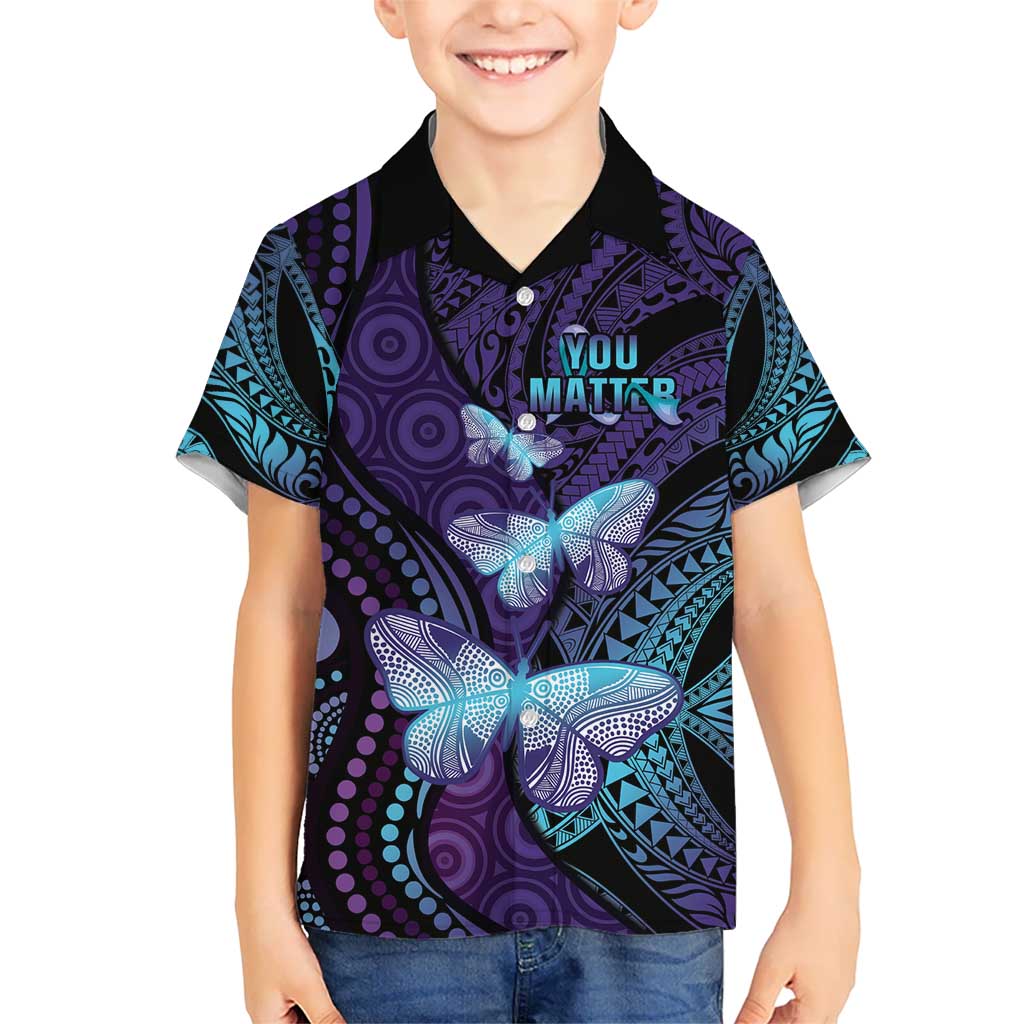 You Matter Suicide Prevention Awareness Hawaiian Shirt Butterfly Aboriginal Mix Polynesian Pattern LT14 - Polynesian Pride