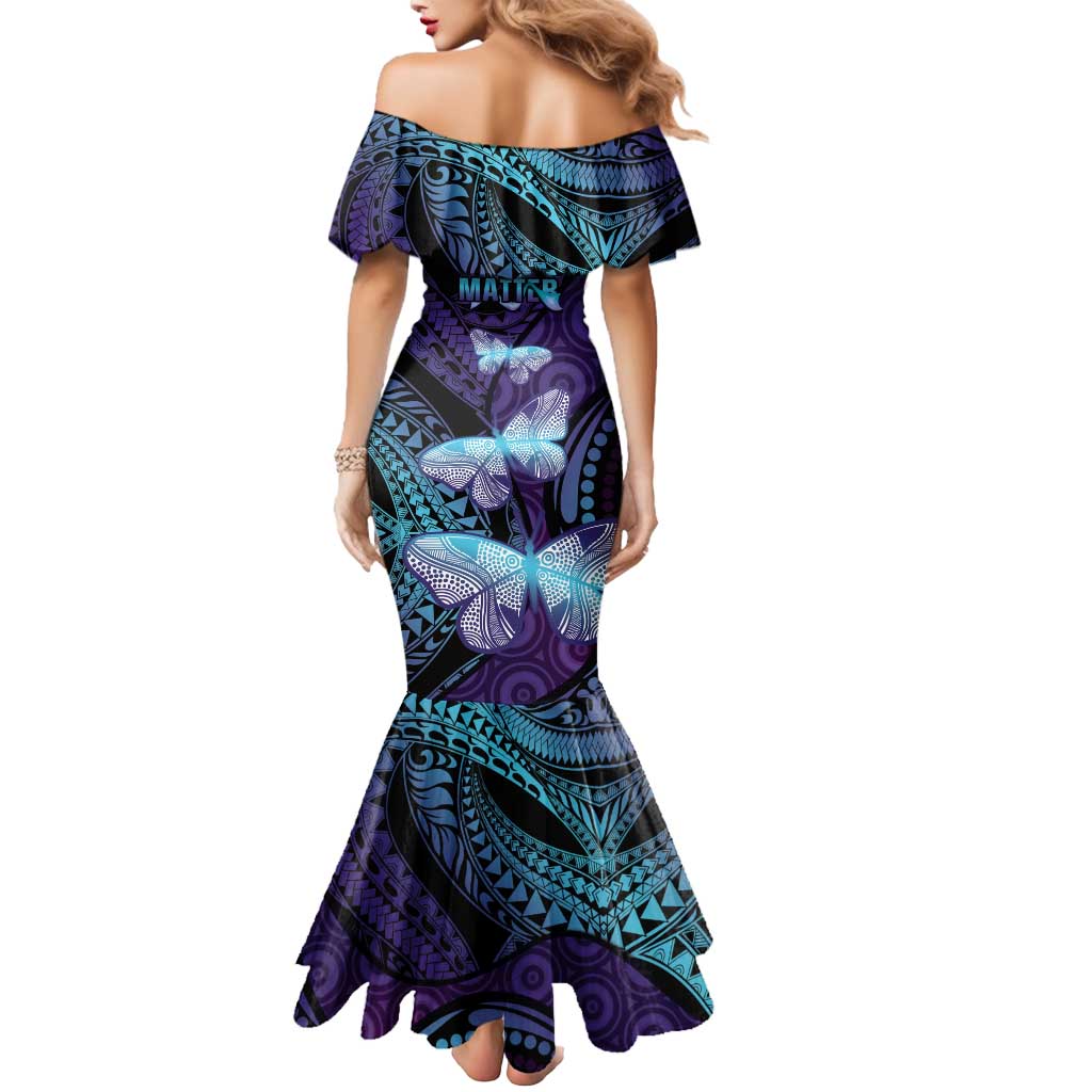 You Matter Suicide Prevention Awareness Mermaid Dress Butterfly Aboriginal Mix Polynesian Pattern LT14 - Polynesian Pride