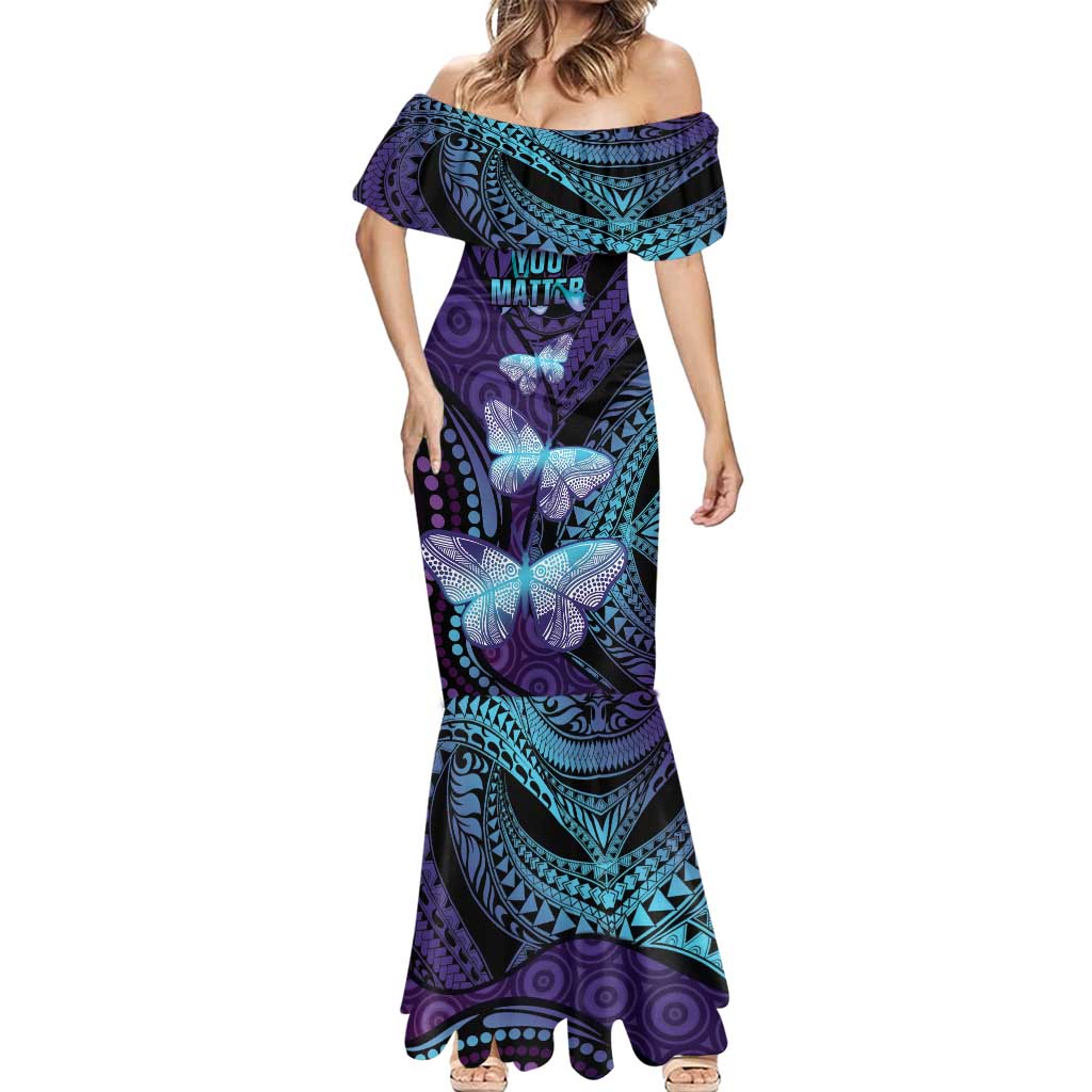 You Matter Suicide Prevention Awareness Mermaid Dress Butterfly Aboriginal Mix Polynesian Pattern LT14 - Polynesian Pride