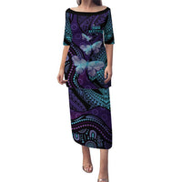 You Matter Suicide Prevention Awareness Puletasi Butterfly Aboriginal Mix Polynesian Pattern LT14 Long Dress Purple - Polynesian Pride