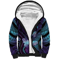 You Matter Suicide Prevention Awareness Sherpa Hoodie Butterfly Aboriginal Mix Polynesian Pattern LT14 Unisex Purple - Polynesian Pride