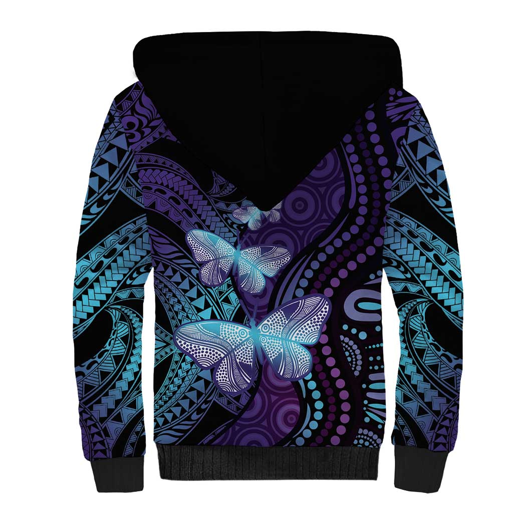 You Matter Suicide Prevention Awareness Sherpa Hoodie Butterfly Aboriginal Mix Polynesian Pattern LT14 - Polynesian Pride