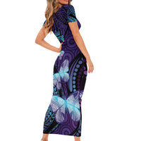 You Matter Suicide Prevention Awareness Short Sleeve Bodycon Dress Butterfly Aboriginal Mix Polynesian Pattern LT14 - Polynesian Pride