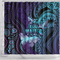 You Matter Suicide Prevention Awareness Shower Curtain Butterfly Aboriginal Mix Polynesian Pattern LT14 - Polynesian Pride