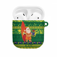 Cook Islands Christmas AirPods Case Surfing Santa Mere Kiritimiti LT14 Green - Polynesian Pride