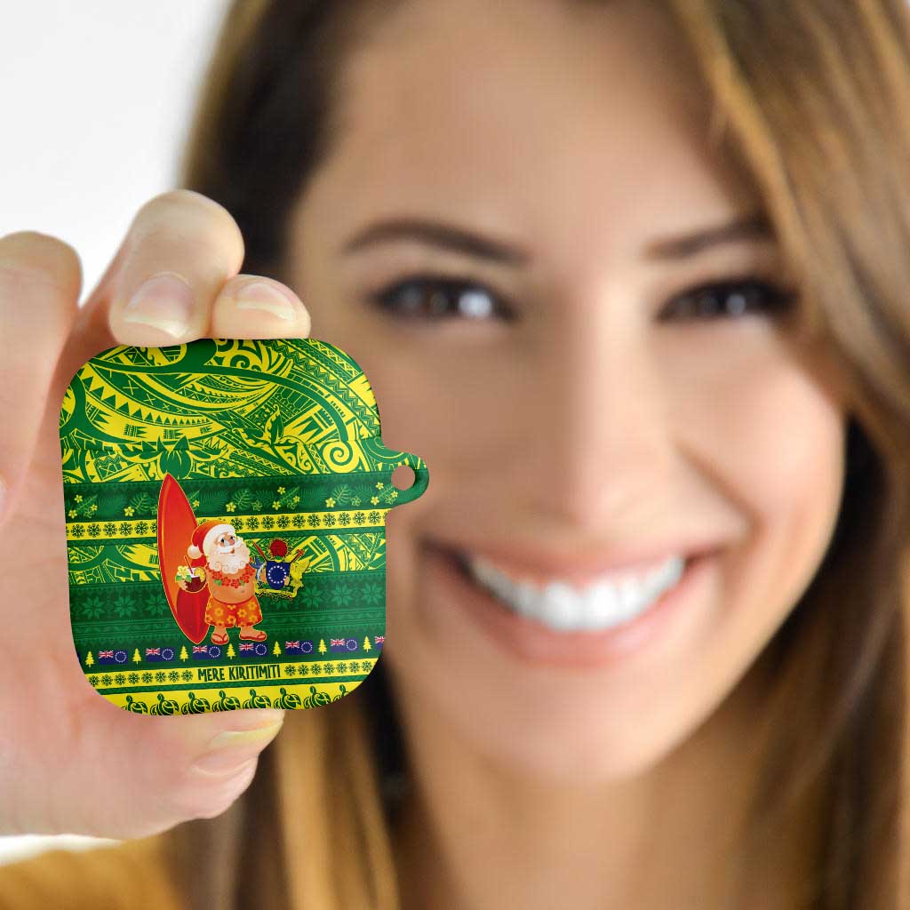 Cook Islands Christmas AirPods Case Surfing Santa Mere Kiritimiti LT14 - Polynesian Pride