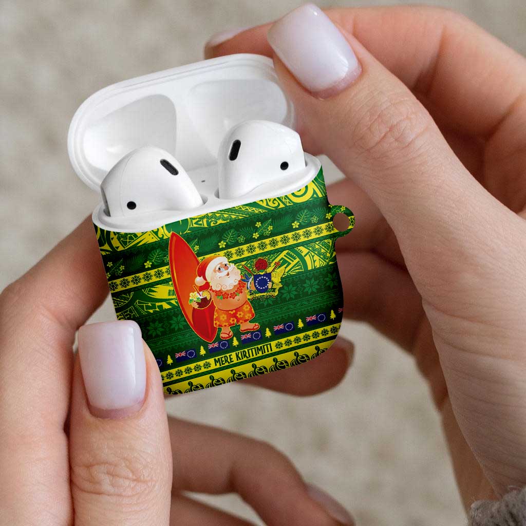 Cook Islands Christmas AirPods Case Surfing Santa Mere Kiritimiti LT14 - Polynesian Pride
