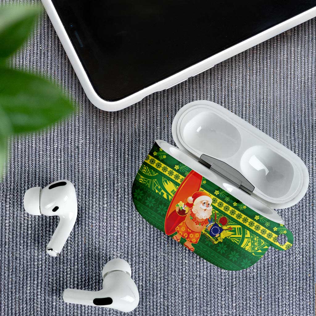 Cook Islands Christmas AirPods Case Surfing Santa Mere Kiritimiti LT14 - Polynesian Pride