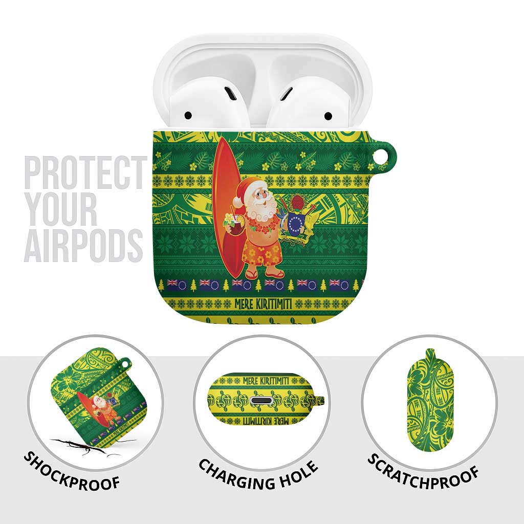 Cook Islands Christmas AirPods Case Surfing Santa Mere Kiritimiti LT14 - Polynesian Pride