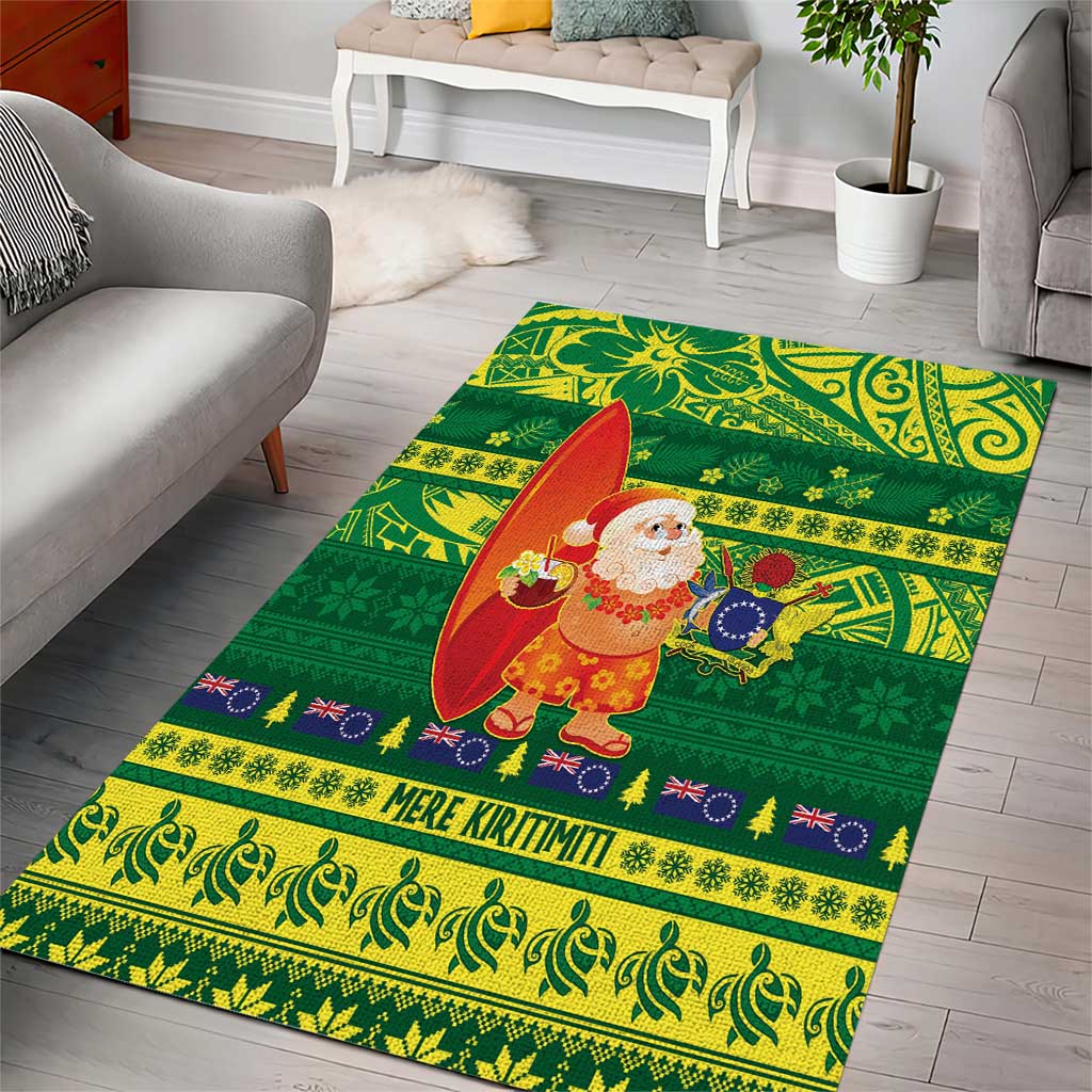 Cook Islands Christmas Area Rug Surfing Santa Mere Kiritimiti LT14 - Polynesian Pride