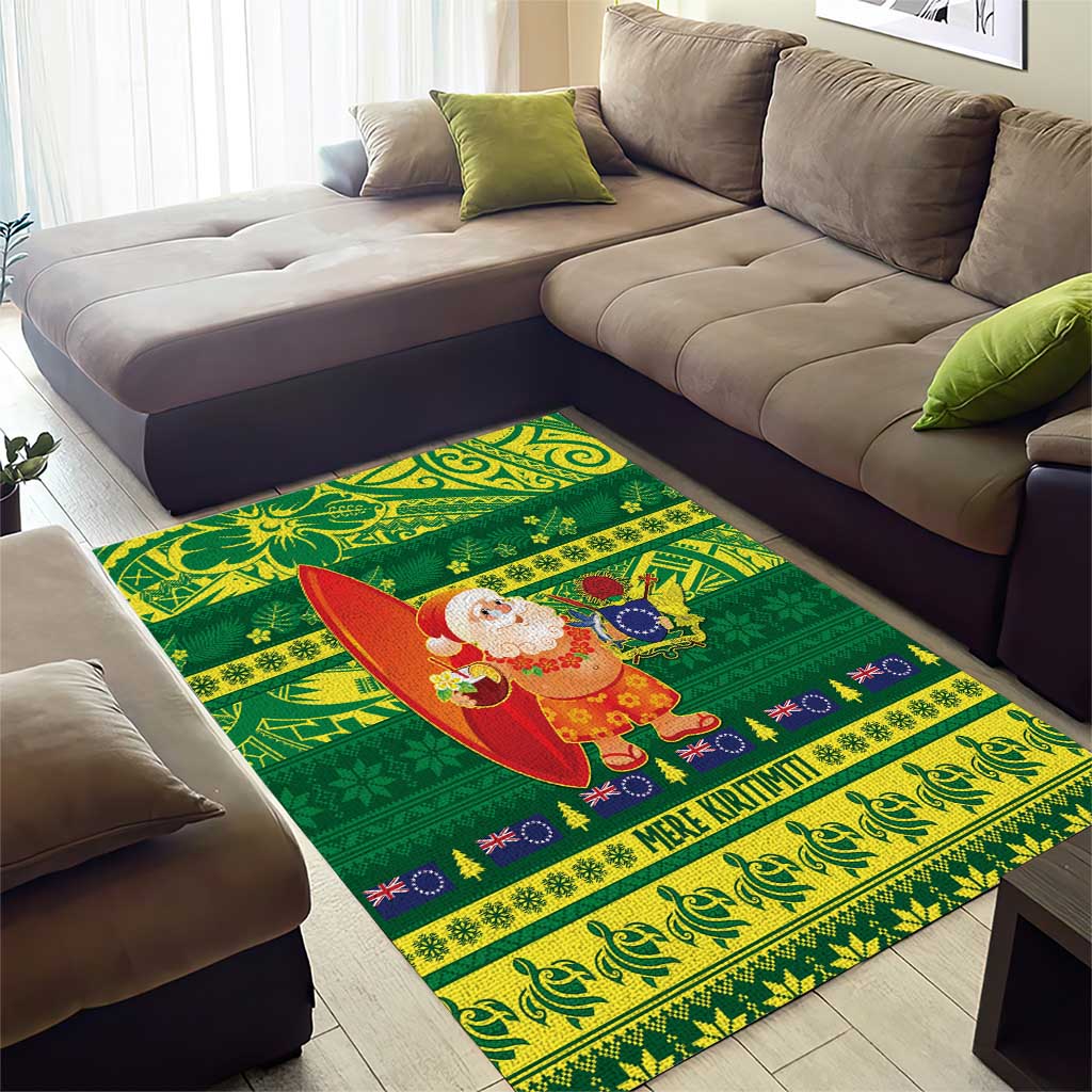 Cook Islands Christmas Area Rug Surfing Santa Mere Kiritimiti LT14 - Polynesian Pride