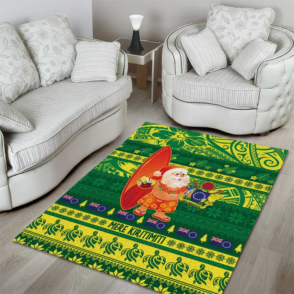 Cook Islands Christmas Area Rug Surfing Santa Mere Kiritimiti LT14 - Polynesian Pride