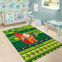 Cook Islands Christmas Area Rug Surfing Santa Mere Kiritimiti LT14 - Polynesian Pride