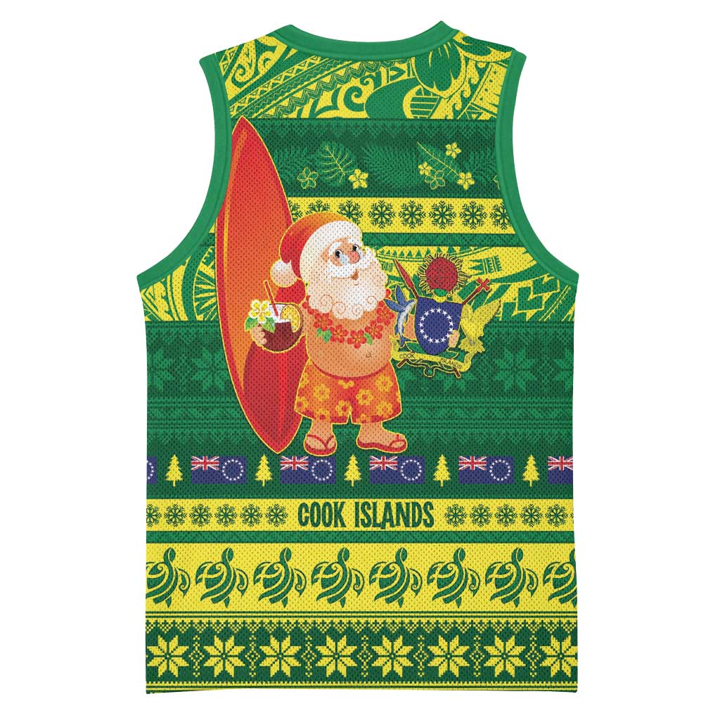 Cook Islands Christmas Basketball Jersey Surfing Santa Mere Kiritimiti LT14 - Polynesian Pride