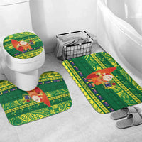 Cook Islands Christmas Bathroom Set Surfing Santa Mere Kiritimiti LT14 Mat Set Only (3 pcs) One Size Green - Polynesian Pride