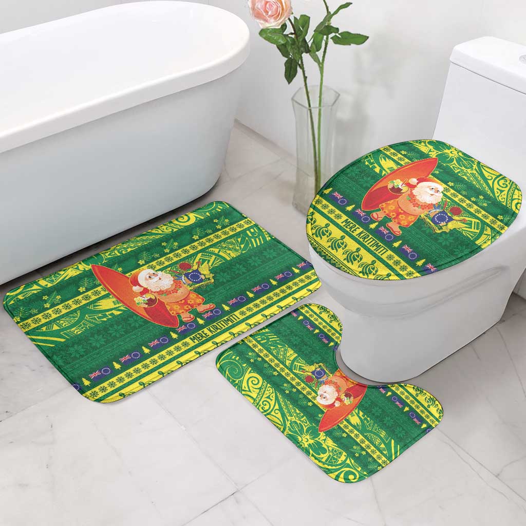 Cook Islands Christmas Bathroom Set Surfing Santa Mere Kiritimiti LT14 - Polynesian Pride