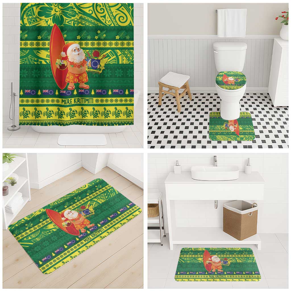 Cook Islands Christmas Bathroom Set Surfing Santa Mere Kiritimiti LT14 - Polynesian Pride