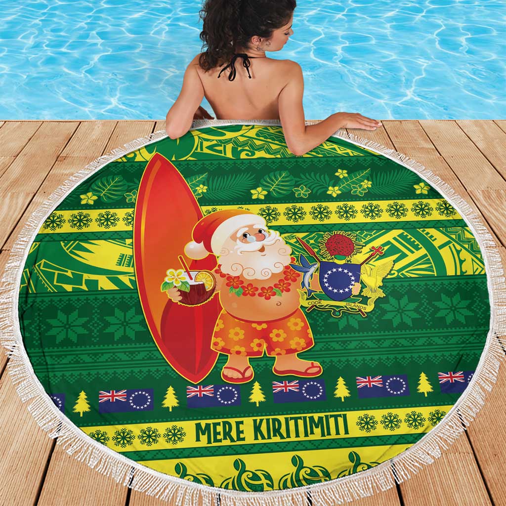 Cook Islands Christmas Beach Blanket Surfing Santa Mere Kiritimiti LT14 - Polynesian Pride