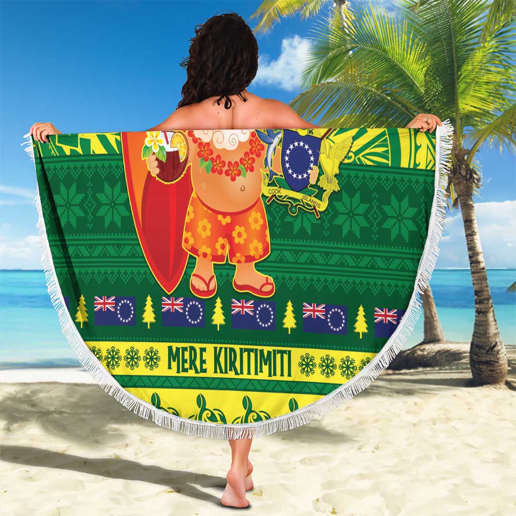 Cook Islands Christmas Beach Blanket Surfing Santa Mere Kiritimiti LT14 - Polynesian Pride