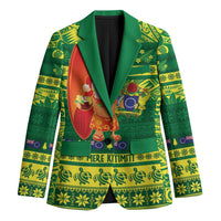 Cook Islands Christmas Blazer Surfing Santa Mere Kiritimiti LT14 Unisex Green - Polynesian Pride