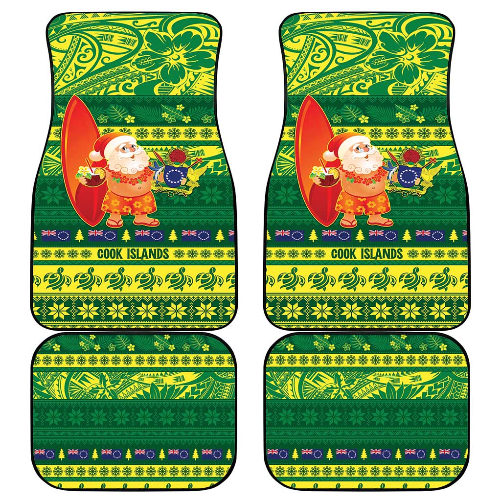 Cook Islands Christmas Car Mats Surfing Santa Mere Kiritimiti LT14 - Polynesian Pride