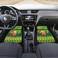 Cook Islands Christmas Car Mats Surfing Santa Mere Kiritimiti LT14 Set 2pcs - Front Green - Polynesian Pride