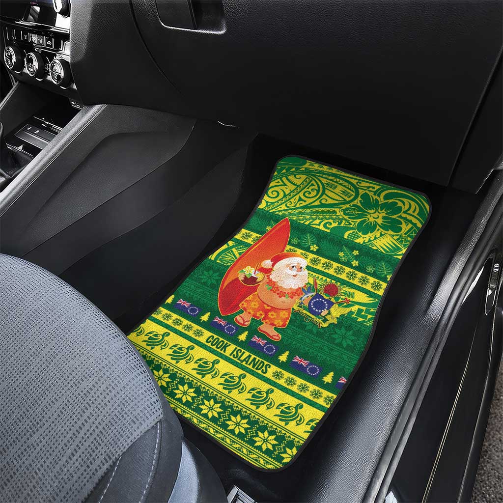 Cook Islands Christmas Car Mats Surfing Santa Mere Kiritimiti LT14 - Polynesian Pride
