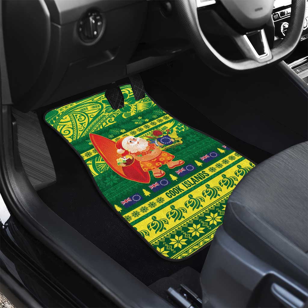 Cook Islands Christmas Car Mats Surfing Santa Mere Kiritimiti LT14 - Polynesian Pride