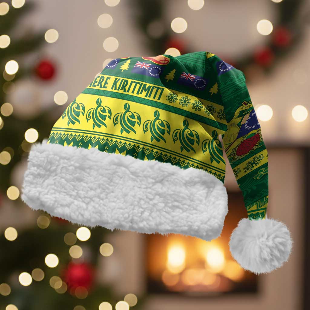 Cook Islands Christmas Santa Hat Surfing Santa Mere Kiritimiti LT14 With Fur Green - Polynesian Pride