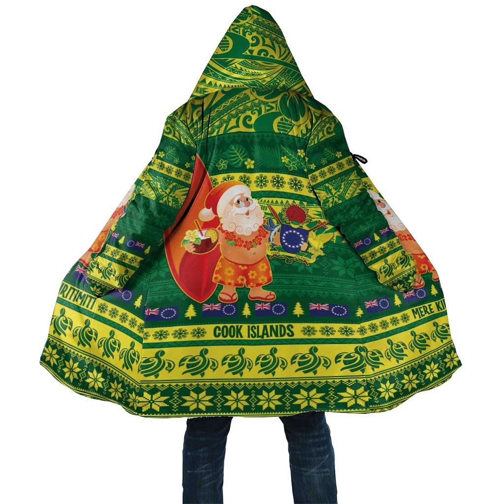 Cook Islands Christmas Cloak Surfing Santa Mere Kiritimiti LT14 Unisex Green - Polynesian Pride