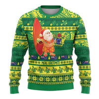 Cook Islands Christmas Ugly Christmas Sweater Surfing Santa Mere Kiritimiti LT14 - Polynesian Pride
