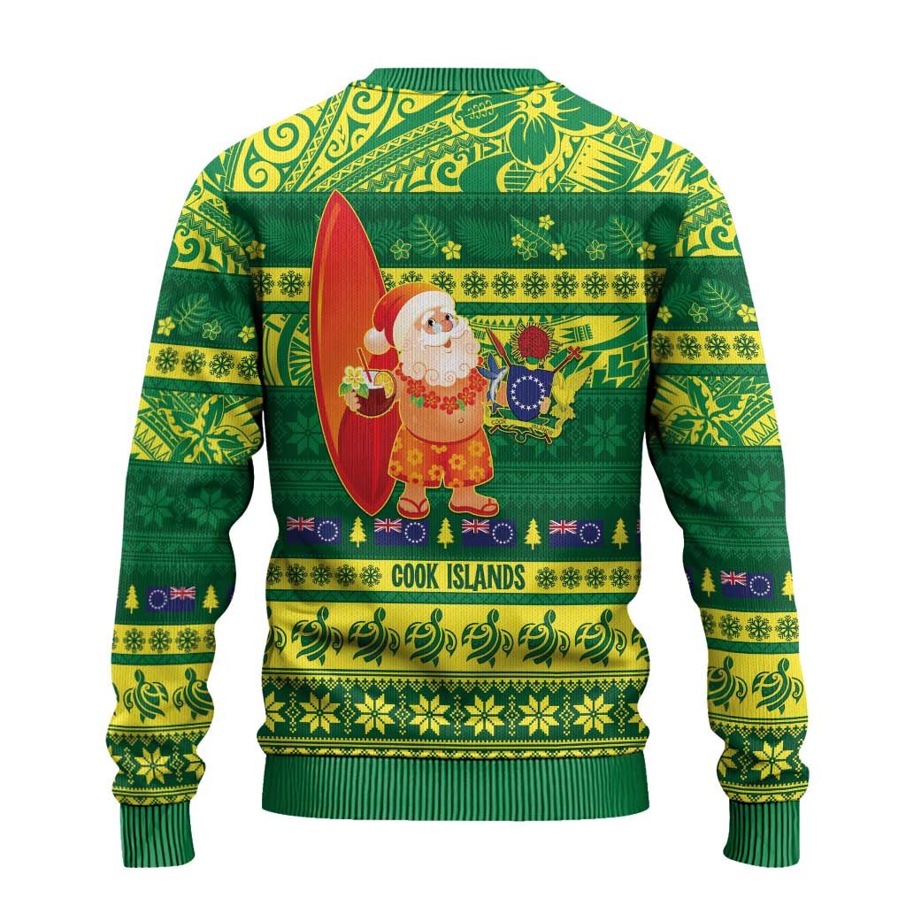 Cook Islands Christmas Ugly Christmas Sweater Surfing Santa Mere Kiritimiti LT14 - Polynesian Pride
