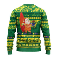 Cook Islands Christmas Ugly Christmas Sweater Surfing Santa Mere Kiritimiti LT14 - Polynesian Pride
