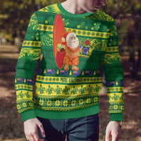 Cook Islands Christmas Ugly Christmas Sweater Surfing Santa Mere Kiritimiti LT14 - Polynesian Pride
