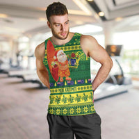 Cook Islands Christmas Men Tank Top Surfing Santa Mere Kiritimiti LT14 Green - Polynesian Pride