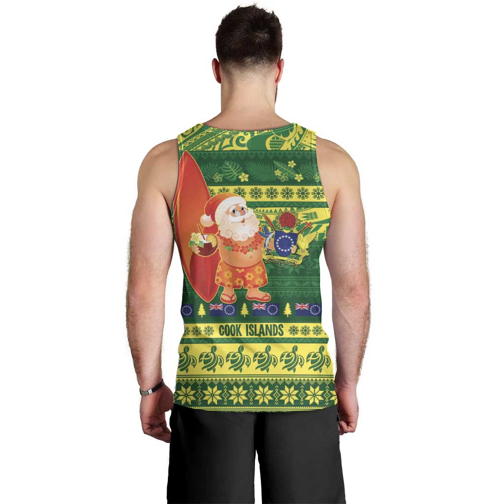 Cook Islands Christmas Men Tank Top Surfing Santa Mere Kiritimiti LT14 - Polynesian Pride