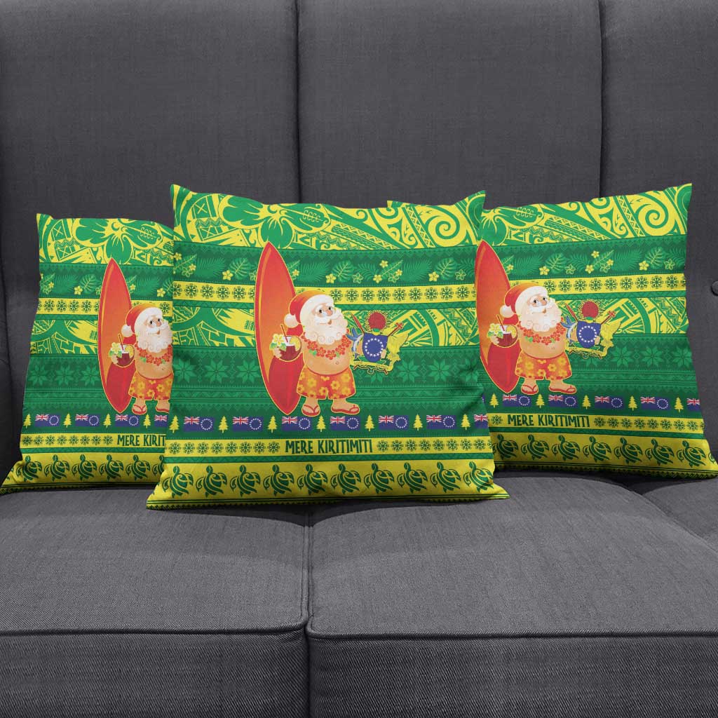 Cook Islands Christmas Pillow Cover Surfing Santa Mere Kiritimiti LT14 - Polynesian Pride