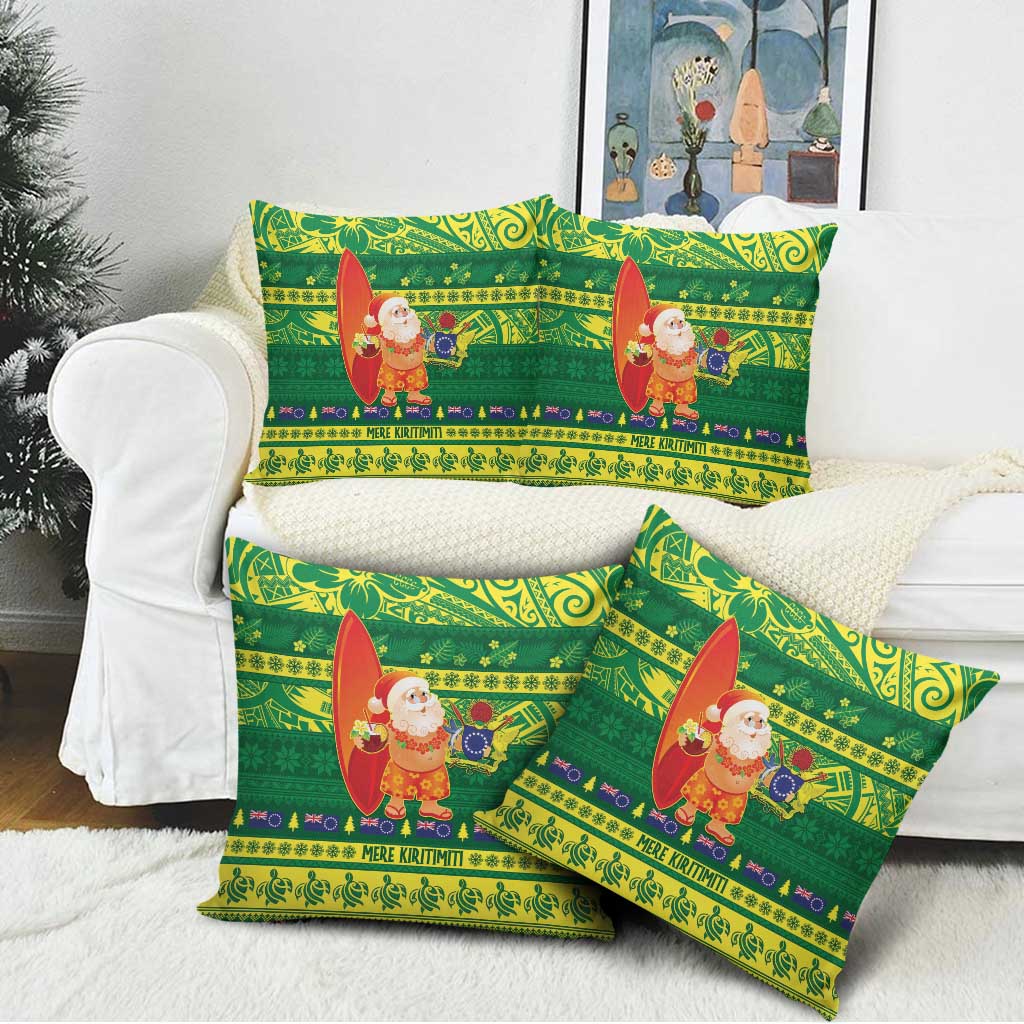 Cook Islands Christmas Pillow Cover Surfing Santa Mere Kiritimiti LT14 - Polynesian Pride