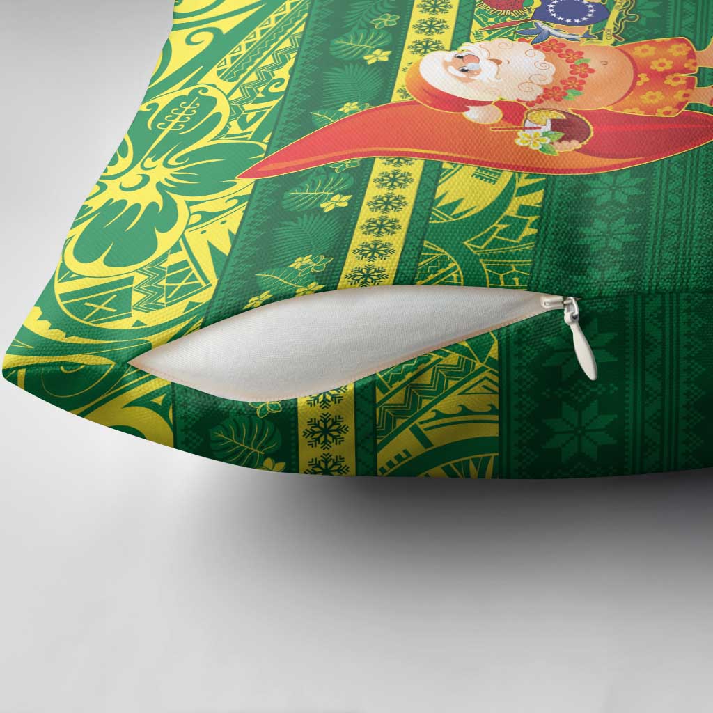 Cook Islands Christmas Pillow Cover Surfing Santa Mere Kiritimiti LT14 - Polynesian Pride