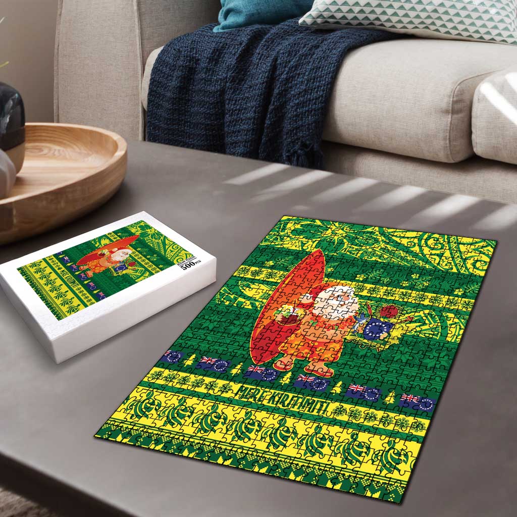Cook Islands Christmas Puzzle Surfing Santa Mere Kiritimiti LT14 - Polynesian Pride
