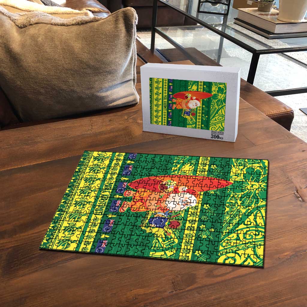 Cook Islands Christmas Puzzle Surfing Santa Mere Kiritimiti LT14 - Polynesian Pride