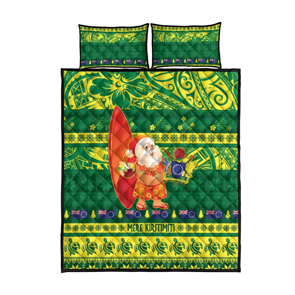 Cook Islands Christmas Quilt Bed Set Surfing Santa Mere Kiritimiti LT14 - Polynesian Pride