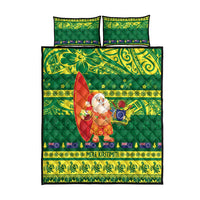 Cook Islands Christmas Quilt Bed Set Surfing Santa Mere Kiritimiti LT14 - Polynesian Pride